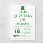 Elegantes Green Kleeblatt St. Patrick's Day Party Einladung (Vorderseite)