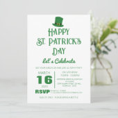 Elegantes Green Kleeblatt St. Patrick's Day Party Einladung (Stehend Vorderseite)