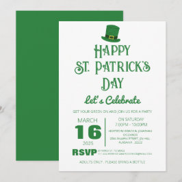 Elegantes Green Kleeblatt St. Patrick's Day Party Einladung