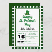Elegantes Green Kleeblatt St. Patrick's Day Party Einladung (Vorne/Hinten)
