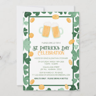 Elegantes Green Kleeblatt St. Patrick's Day Party Einladung