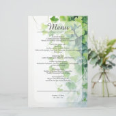 Elegantes Green Leaf Wedding Menu (Stehend Vorderseite)