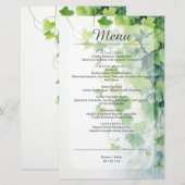 Elegantes Green Leaf Wedding Menu (Vorne/Hinten)