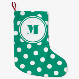 Elegantes Green Monogram Muster Kleiner Weihnachtsstrumpf