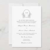 Elegantes Green Monogram QR UAwg Wedding Einladung (Vorderseite)