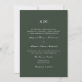Elegantes Green Monogram QR UAwg Wedding Einladung (Vorderseite)