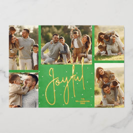 Elegantes Green Multi Foto Joyful Gold Folien Feiertagskarte