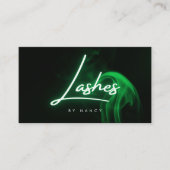 Elegantes Green Neon & Smoke Lashes Script Visitenkarte (Vorderseite)