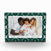 Elegantes Green Nordic Snowflake Muster Weihnachte Fotoblock (Vorderseite)