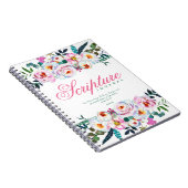 Elegantes Green Pink Floral Named Scripture Journa Notizblock (Rechte Seite)