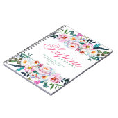 Elegantes Green Pink Floral Named Scripture Journa Notizblock (Linke Seite)