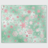 Elegantes Green & Pink Weihnachten Snowflake Muste Geschenkpapier (Flach)