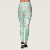 Elegantes Green Pink Weihnachts-Schneeflockenmuste Leggings (Rückseite)