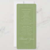 Elegantes Green Pinstripe Hochzeitsprogramm (Rückseite)