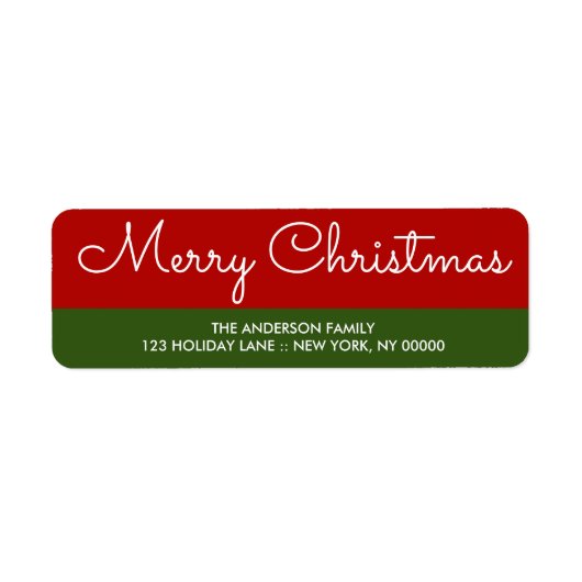 Elegantes Green Red Christmas Return Address Label (Vorne)