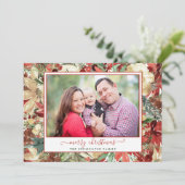 Elegantes Green Red Holiday Floral Weihnachten Fot (Stehend Vorderseite)