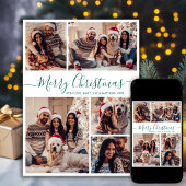 Elegantes Green Script 5 Foto Collage Weihnachten