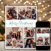 Elegantes Green Script 5 Foto Collage Weihnachten
