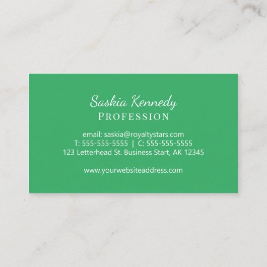 Elegantes Green Script Beruflich Monogram Visitenkarte (Rückseite)
