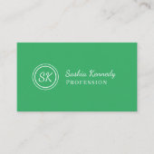 Elegantes Green Script Beruflich Monogram Visitenkarte (Vorderseite)
