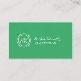 Elegantes Green Script Beruflich Monogram Visitenkarte