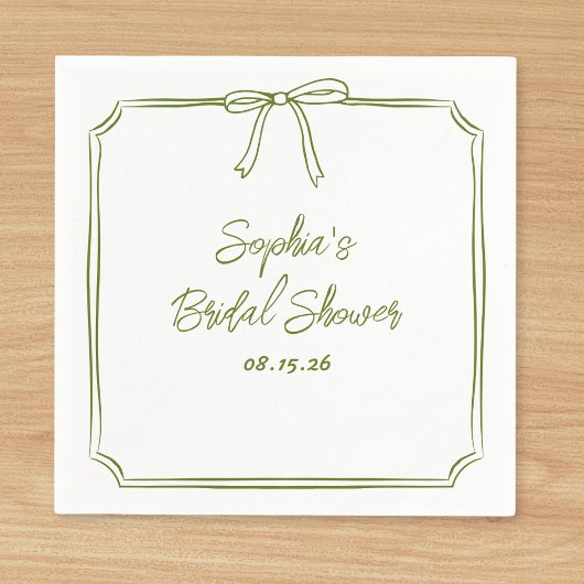 Elegantes Green Simple Classic Bow Brautparty Serviette