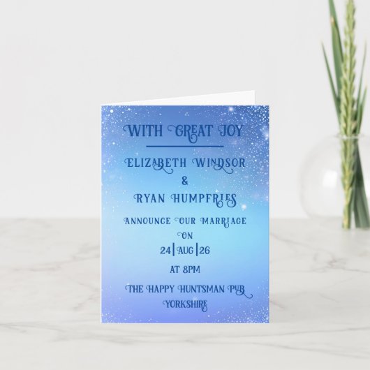 Elegantes Green Sparkle Design für Hochzeiten Ankündigung (Vorderseite)