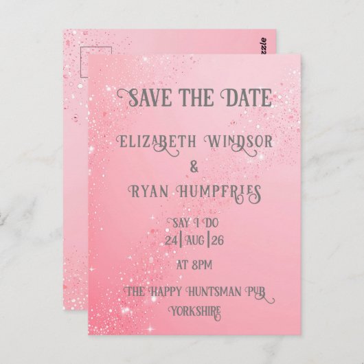 Elegantes Green Sparkle Design für Hochzeiten Postkarte (Vorne/Hinten)