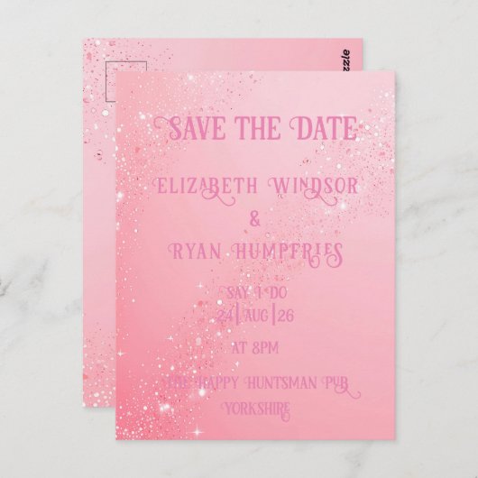 Elegantes Green Sparkle Design für Hochzeiten Postkarte (Vorne/Hinten)