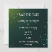 Elegantes Green Sparkle Design für Hochzeiten Save The Date (Vorderseite)