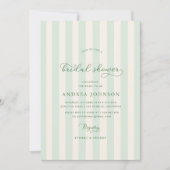 Elegantes Green Stripes Brautparty Einladung (Vorderseite)