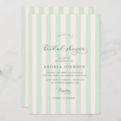 Elegantes Green Stripes Brautparty Einladung (Vorne/Hinten)