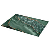Elegantes Green und Gold Glitzer Agate Schneidebrett (Ecke)