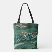 Elegantes Green und Gold Glitzer Agate Tasche (Rückseite)