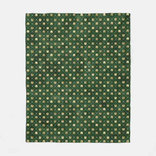 Elegantes Green und Gold Irish Kleeblatt Clover Fleecedecke (Vorderseite)