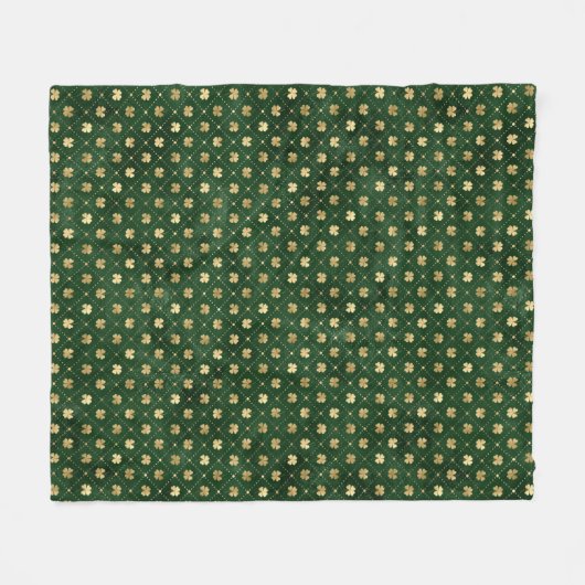 Elegantes Green und Gold Irish Kleeblatt Clover Fleecedecke (Vorderseite (Horizontal))