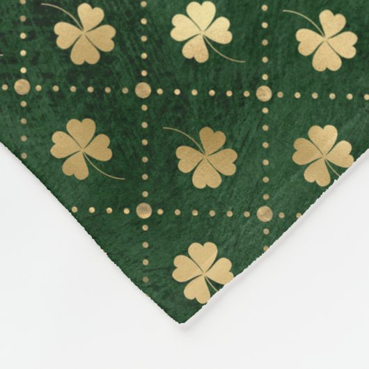 Elegantes Green und Gold Irish Kleeblatt Clover Fleecedecke (Ecke)