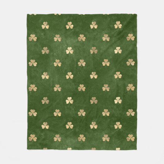 Elegantes Green und Gold Irish Kleeblatt Clover Fleecedecke (Vorderseite)