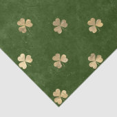 Elegantes Green und Gold Kleeblatt Muster Seidenpapier (Detail)