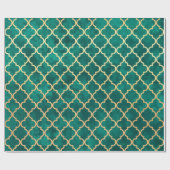 Elegantes Green und Gold Quatrefolie Art Deco Must Geschenkpapier (Flach)