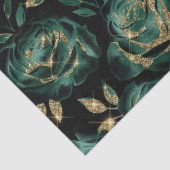 Elegantes Green und Gold Rose Blumenmuster Seidenpapier (Detail)