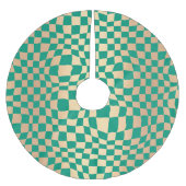 Elegantes Green und Gold Schachbrett Muster Polyester Weihnachtsbaumdecke (Vorderseite)