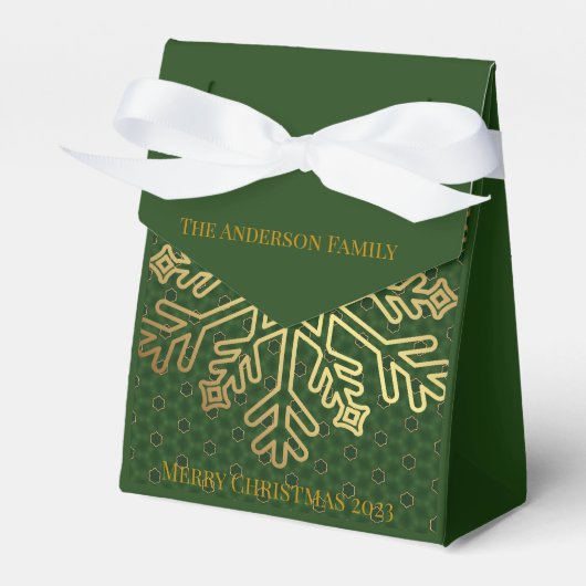 Elegantes Green und Gold Snowflake Decorative Geschenkschachtel (Vorderseite)