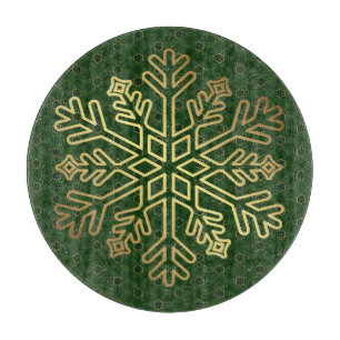 Elegantes Green und Gold Snowflake Decorative Schneidebrett