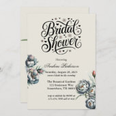 Elegantes Green und Gray Bouquet Brautparty Einladung (Vorne/Hinten)