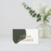 Elegantes Green Watercolor Abstraktes Gold Script Visitenkarte (Stehend Vorderseite)