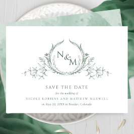 Elegantes Green Watercolor Monogramm Save The Date