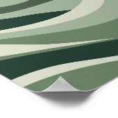 Elegantes Green Waves Abstraktes Design Poster (Ecke)