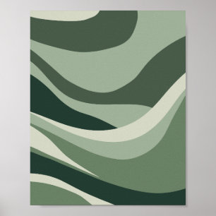 Elegantes Green Waves Abstraktes Design Poster