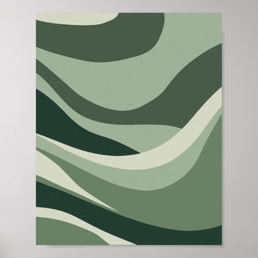 Elegantes Green Waves Abstraktes Design Poster (Vorne)